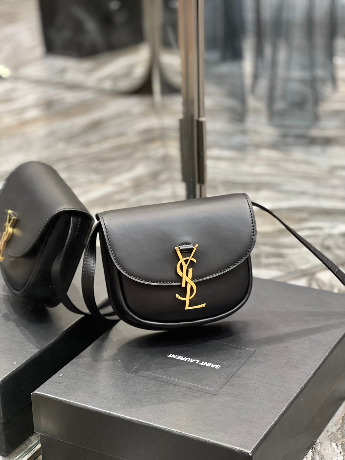 SAINT LAURENT KAIA SMALL 18 HANDBAG IN BLACK CALFSKIN