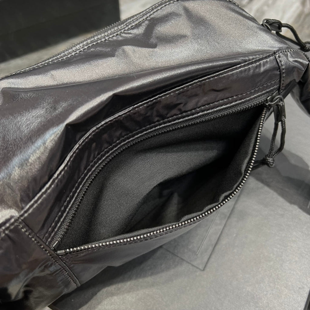SAINT LAURENT CROSSBODY BAG 24 IN BLACK POLISHED NYLON