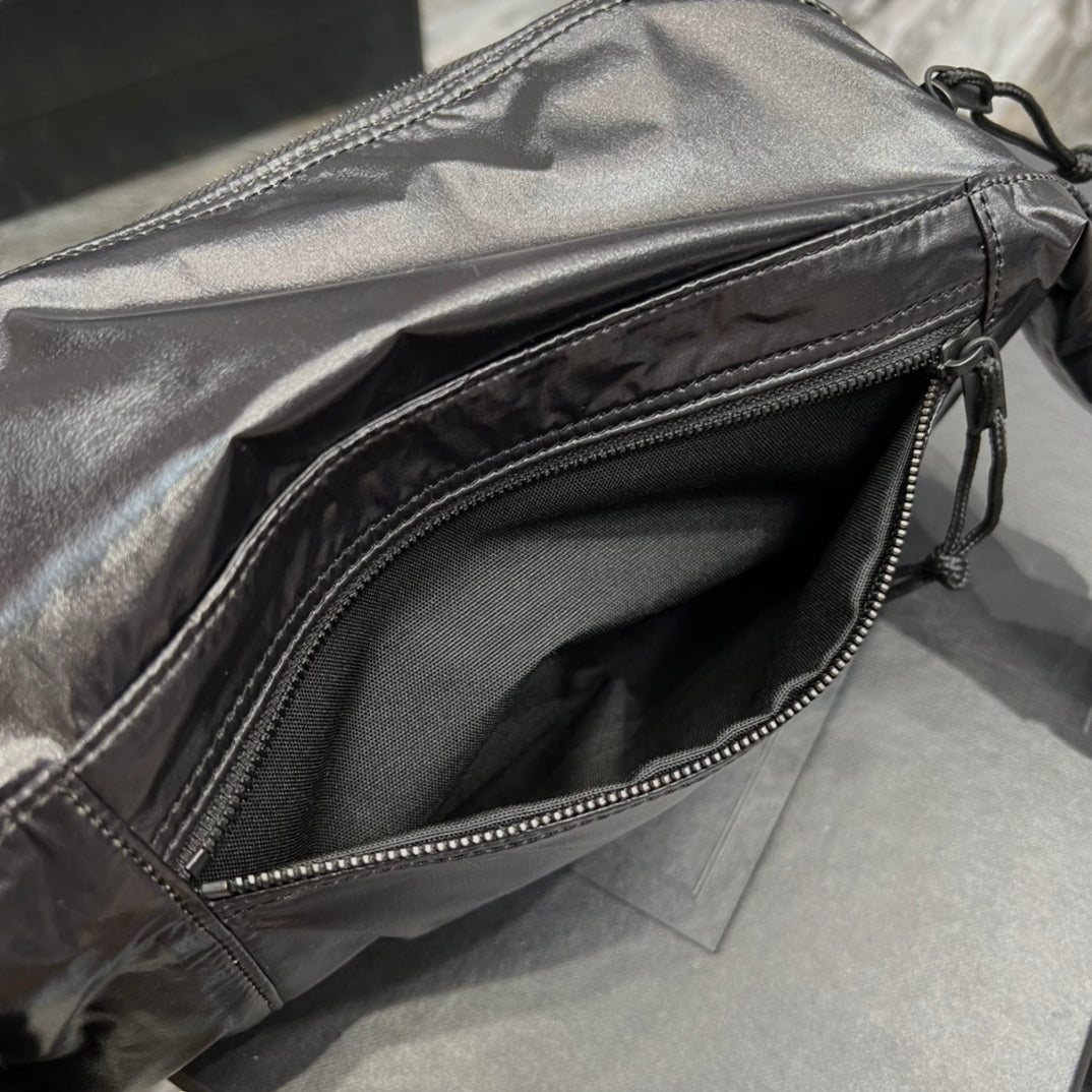 SAINT LAURENT CROSSBODY BAG 24 IN BLACK POLISHED NYLON