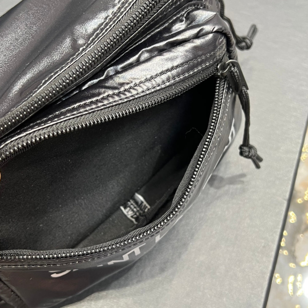 SAINT LAURENT CROSSBODY BAG 24 IN BLACK POLISHED NYLON