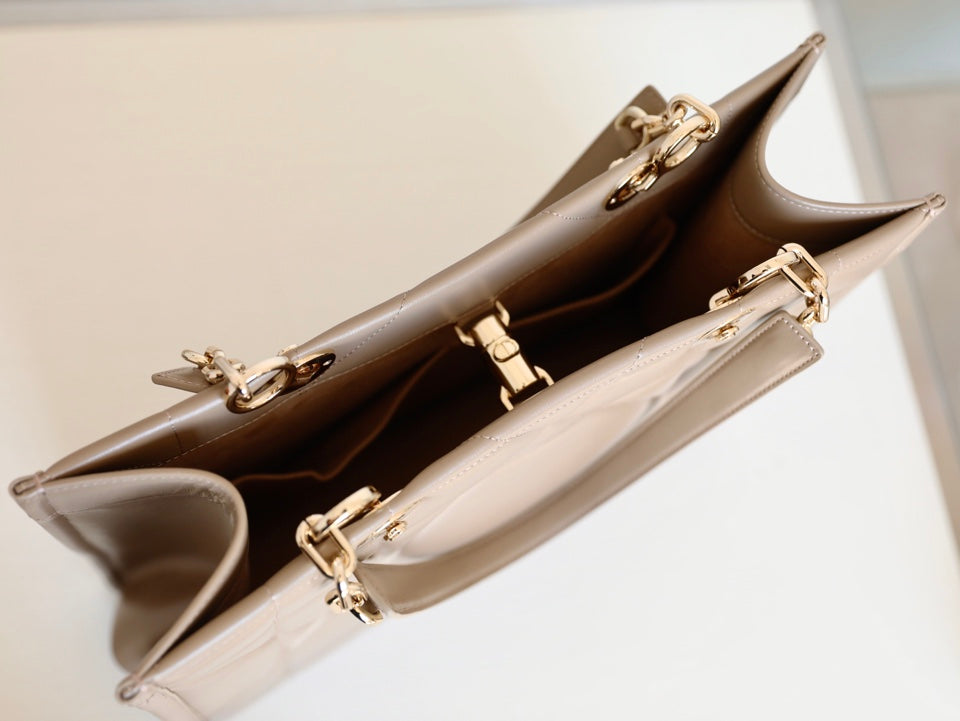 DIOR MEDIUM TOTE BOOK 26 BAG IN BEIGE CREAM CALFSKIN