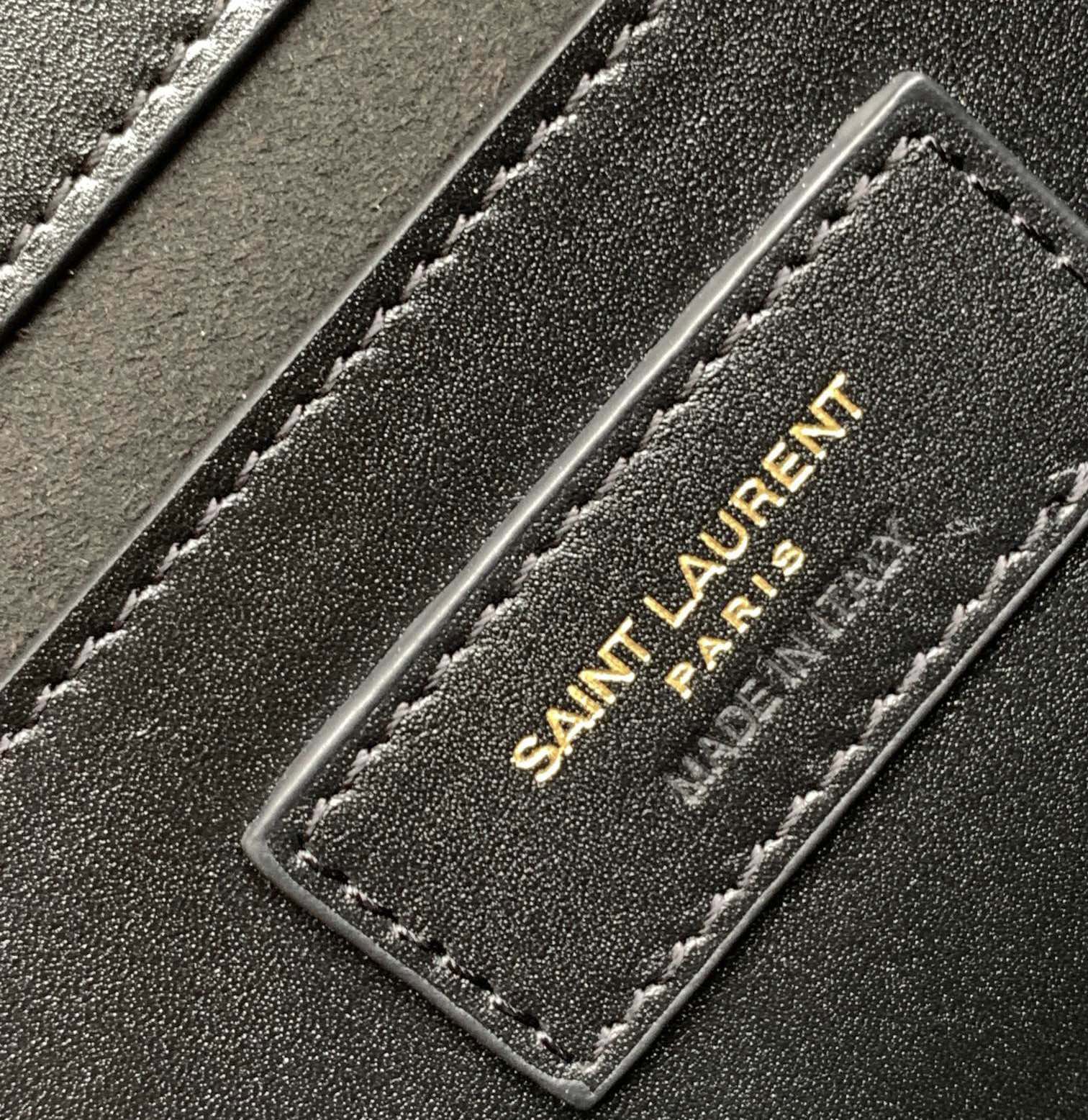 SAINT LAURENT KATE TASSEL 24 BLACK CALFSKIN WITH GOLD LOGO