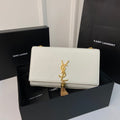 SAINT LAURENT KATE TASSEL 24 WHITE CALFSKIN WITH GOLD LOGO