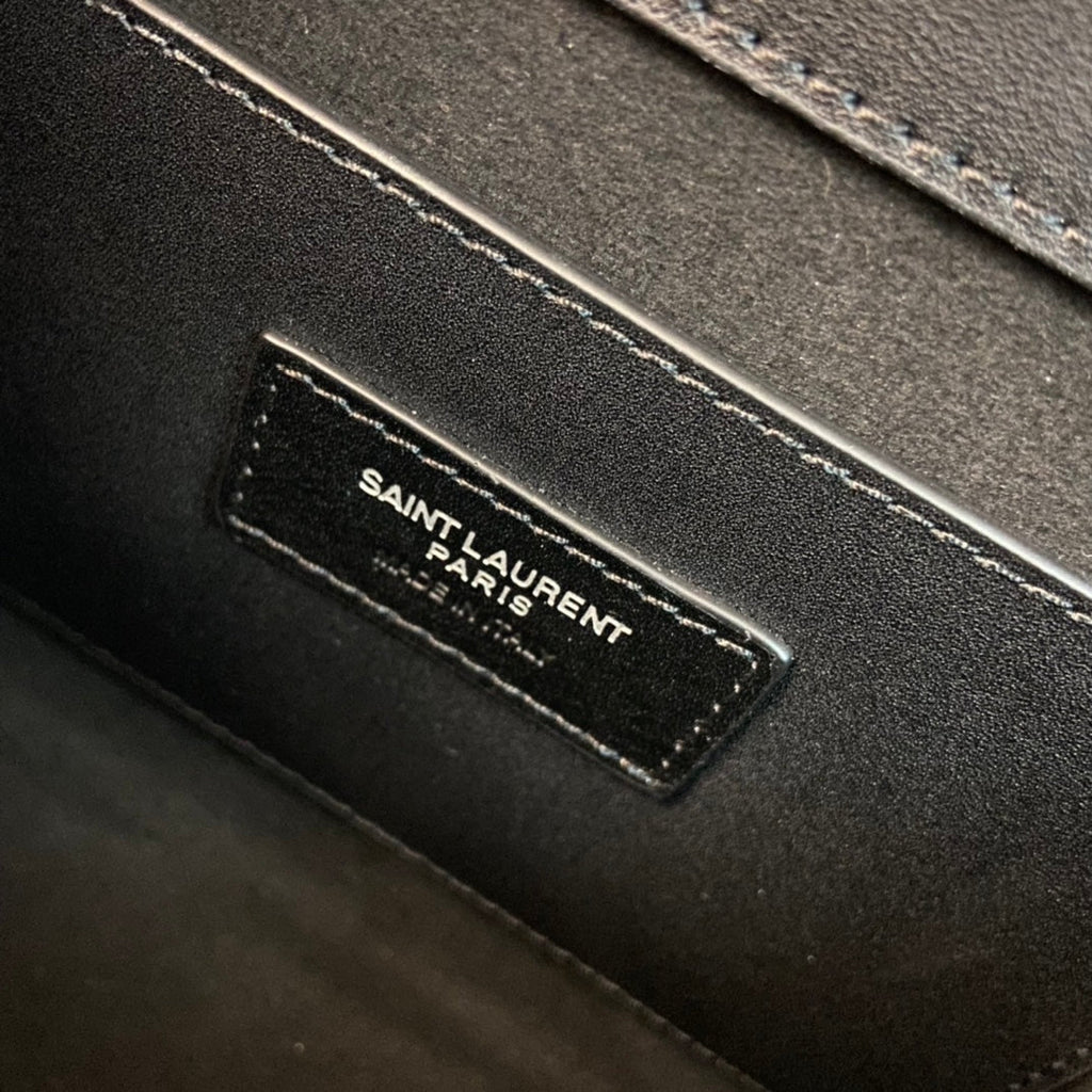 SAINT LAURENT KATE TASSEL 24 BLACK CALFSKIN WITH SILVER LOGO