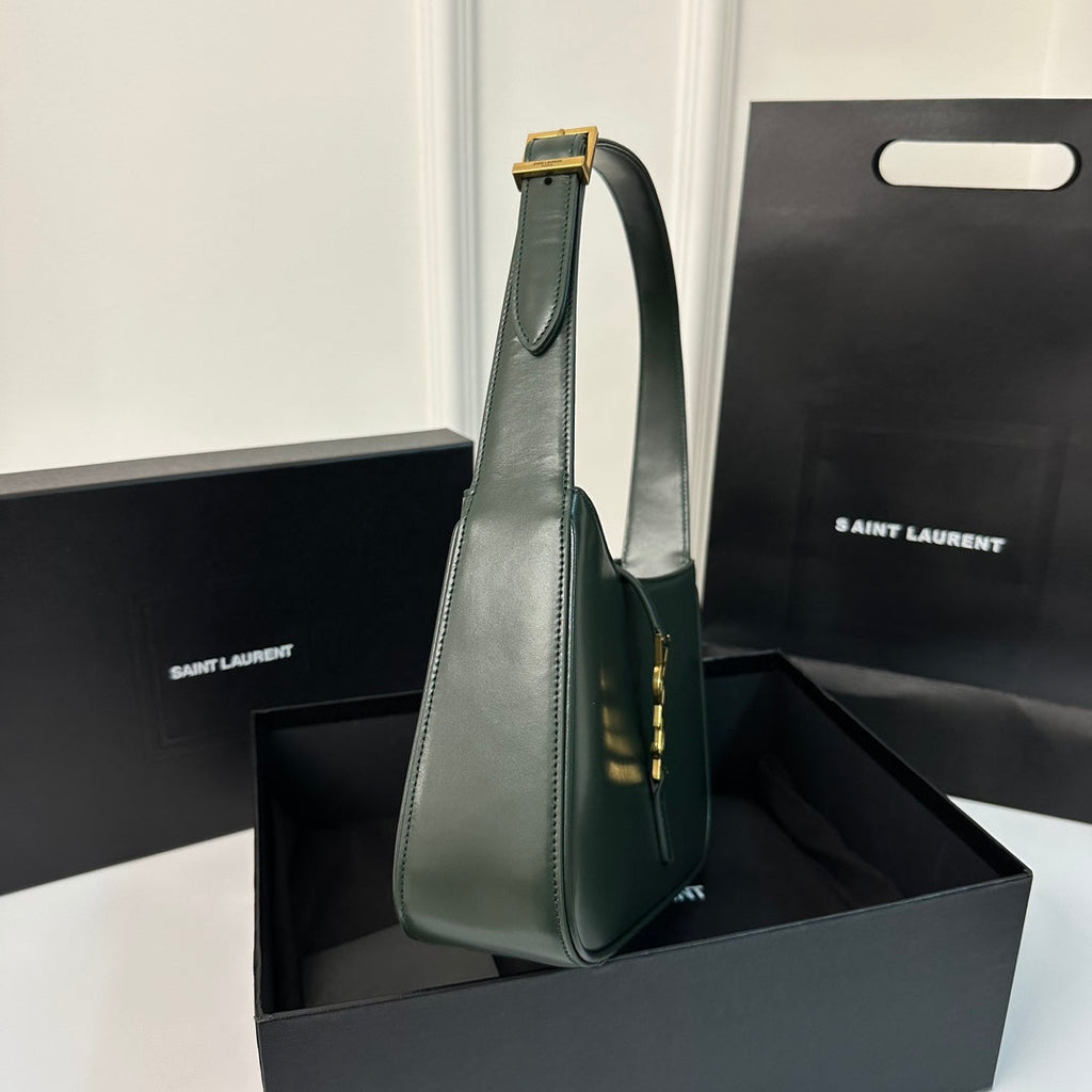 SAINT LAURENT LE 5 À 7 BAG 24 DARK GREEN CALFSKIN