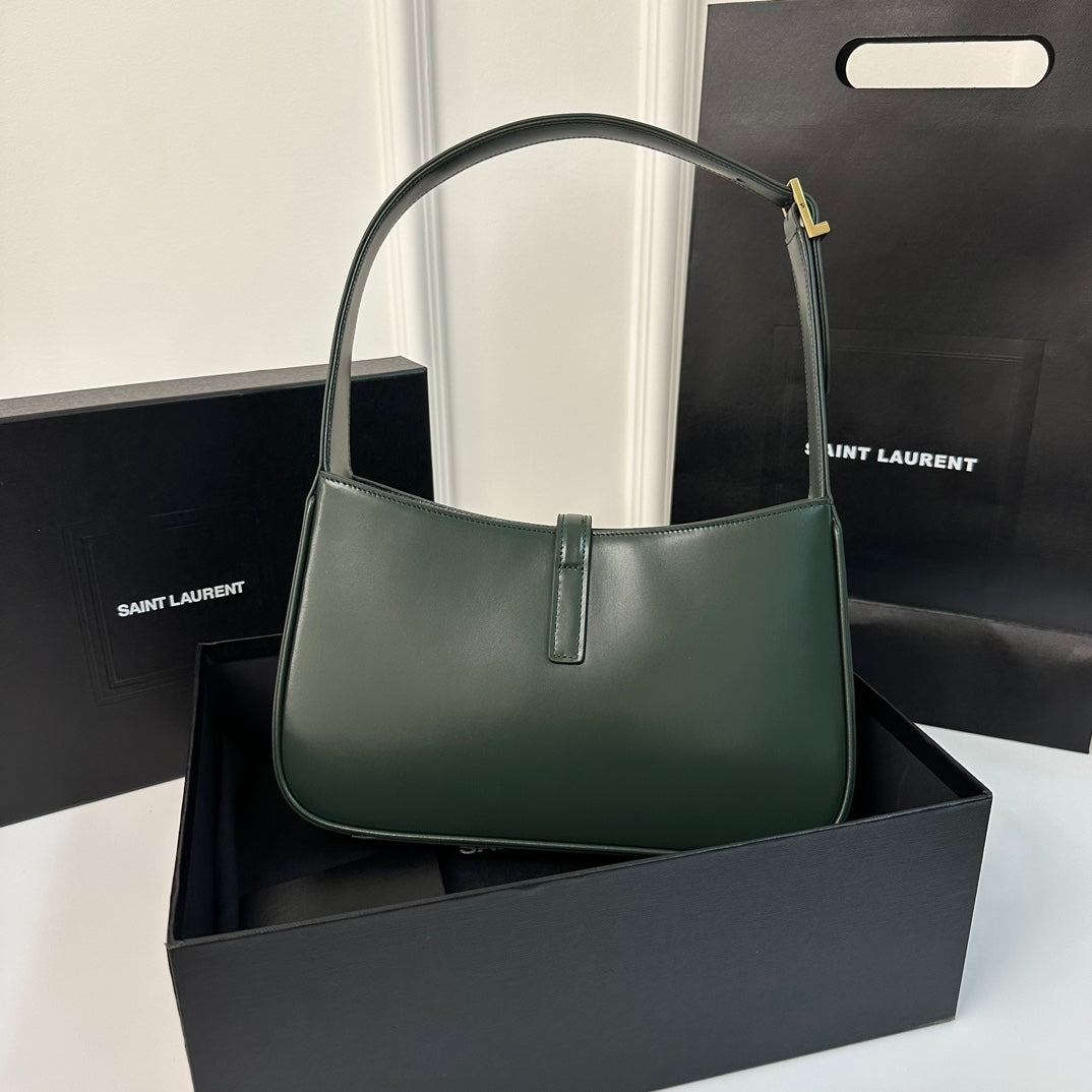 SAINT LAURENT LE 5 À 7 BAG 24 DARK GREEN CALFSKIN