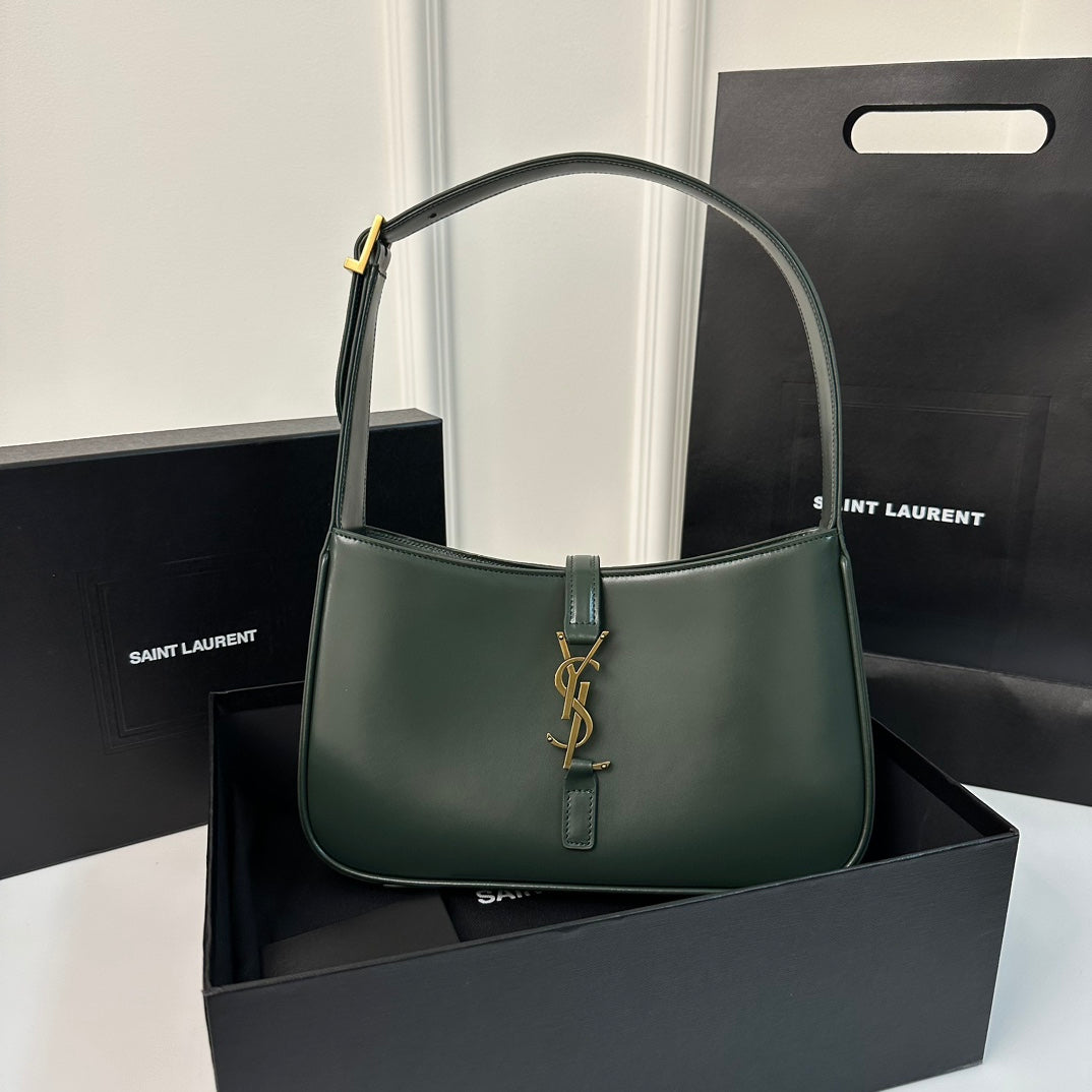 SAINT LAURENT LE 5 À 7 BAG 24 DARK GREEN CALFSKIN