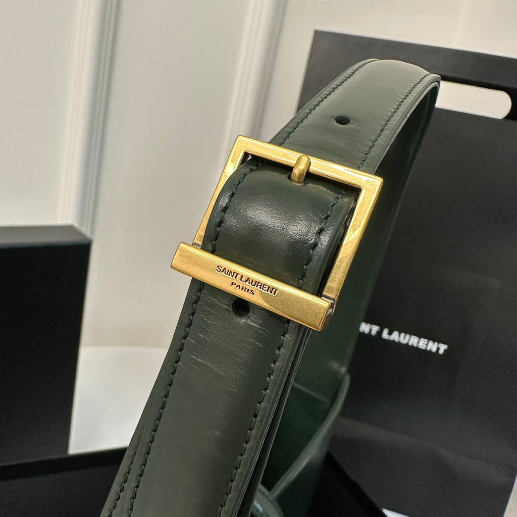 SAINT LAURENT LE 5 À 7 BAG 24 DARK GREEN CALFSKIN