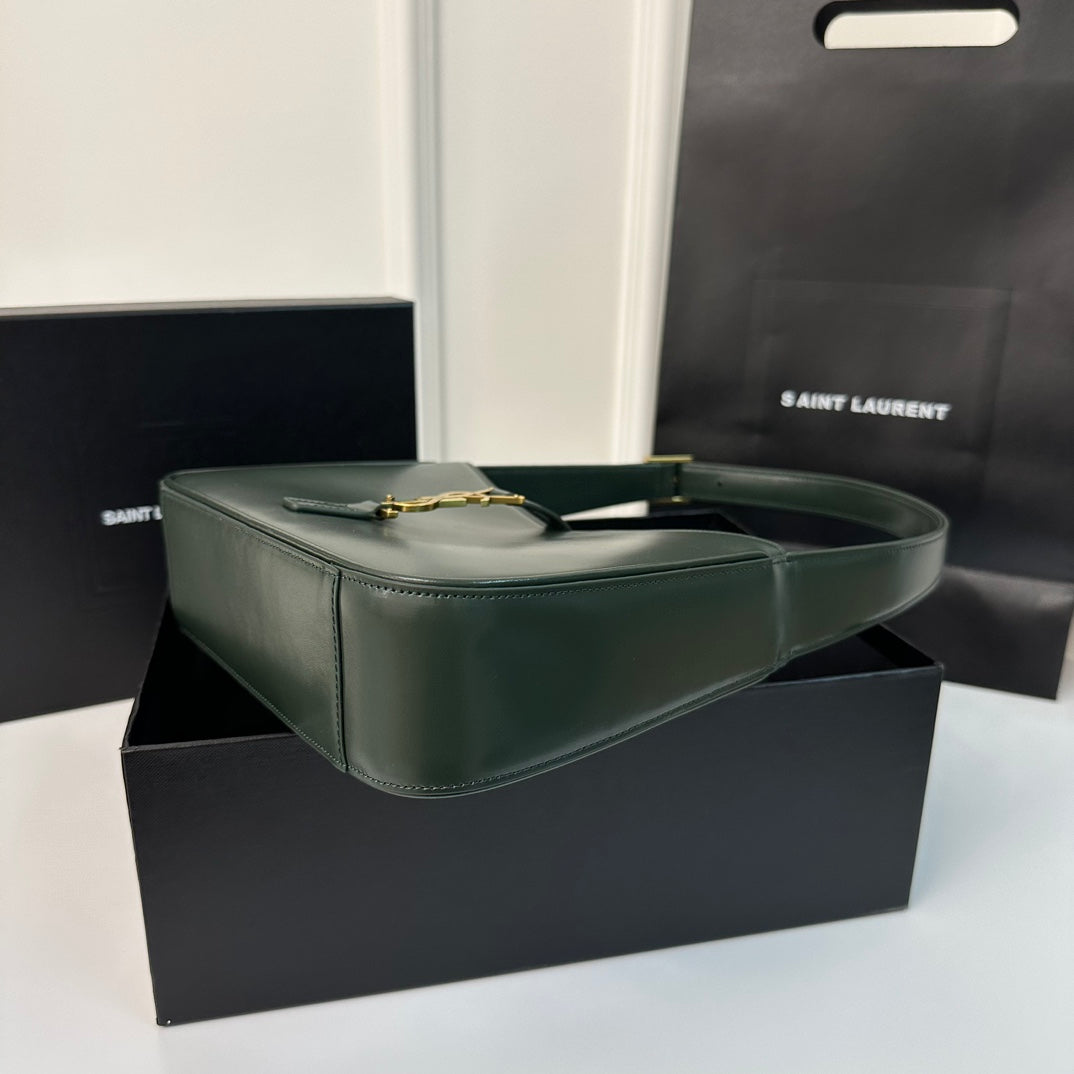SAINT LAURENT LE 5 À 7 BAG 24 DARK GREEN CALFSKIN
