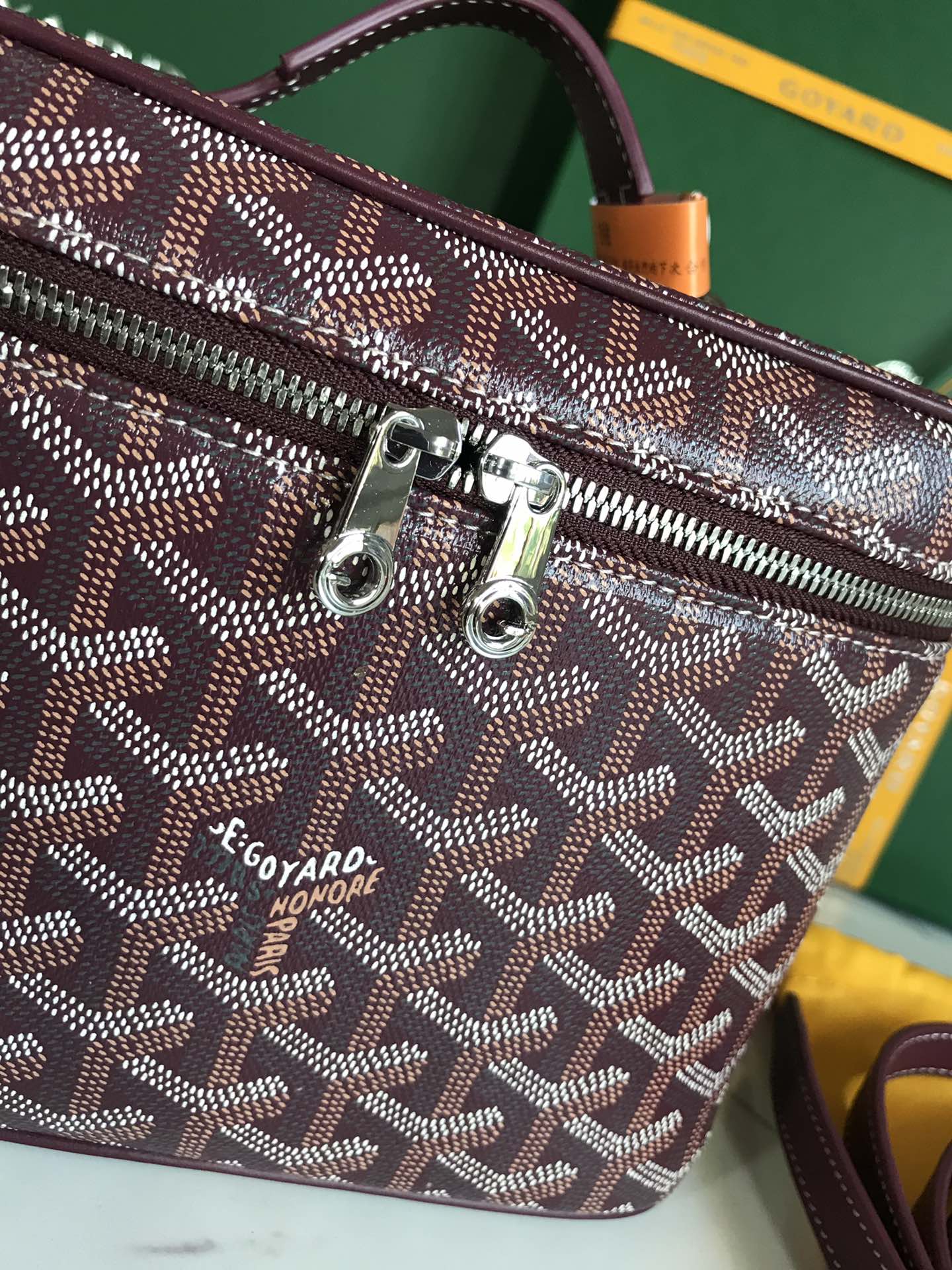 GOYARD MUSE VANITY CASE 20 IN WINE RED GOYARDINE CANVAS