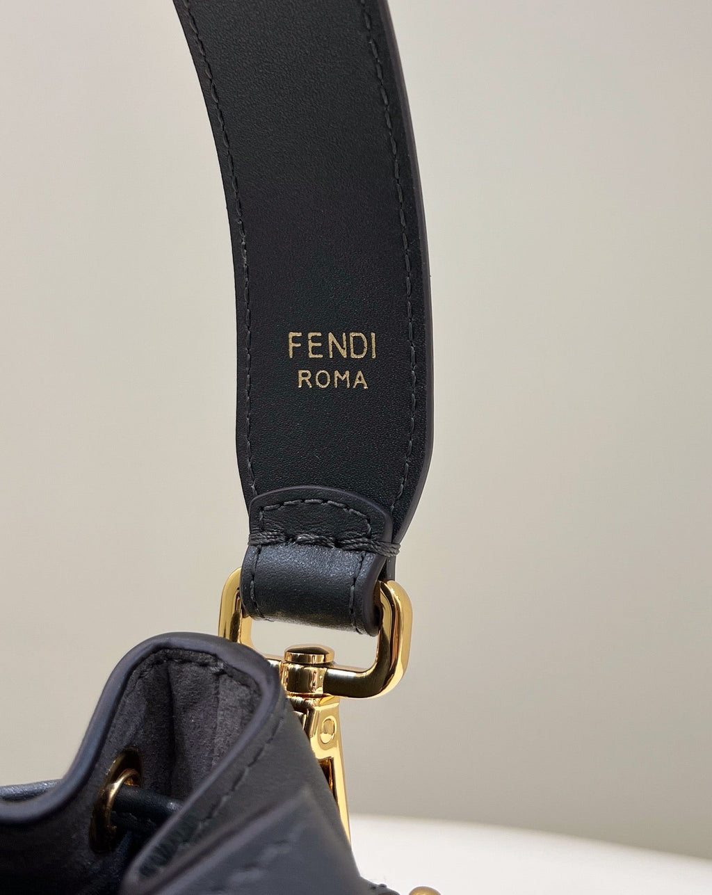 FENDI MON TRESOR MINI 18 BAG IN BLACK MIX GREY FF FABRIC WITH GOLD HARDWARE