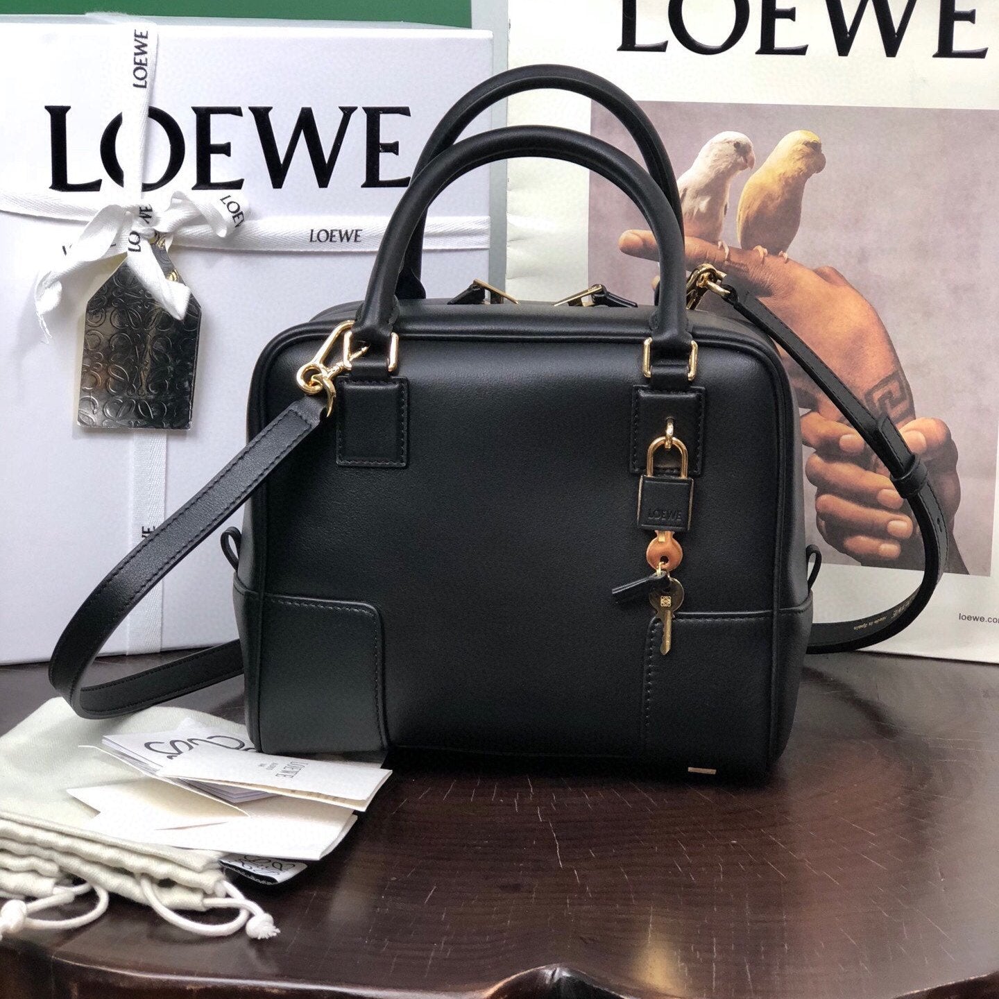 LOEWE LOE AMAZONA 19 BAG IN BLACK NAPPA CALFSKIN