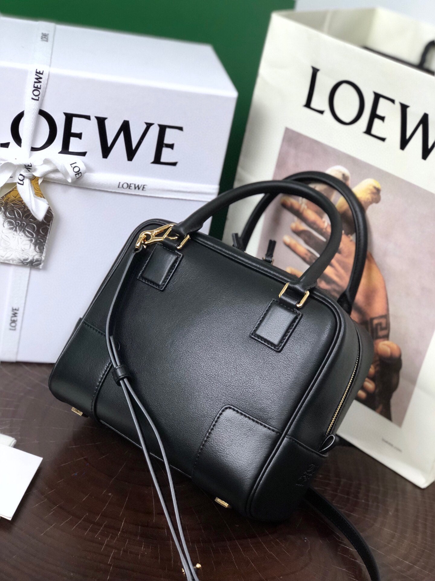 LOEWE LOE AMAZONA 19 BAG IN BLACK NAPPA CALFSKIN