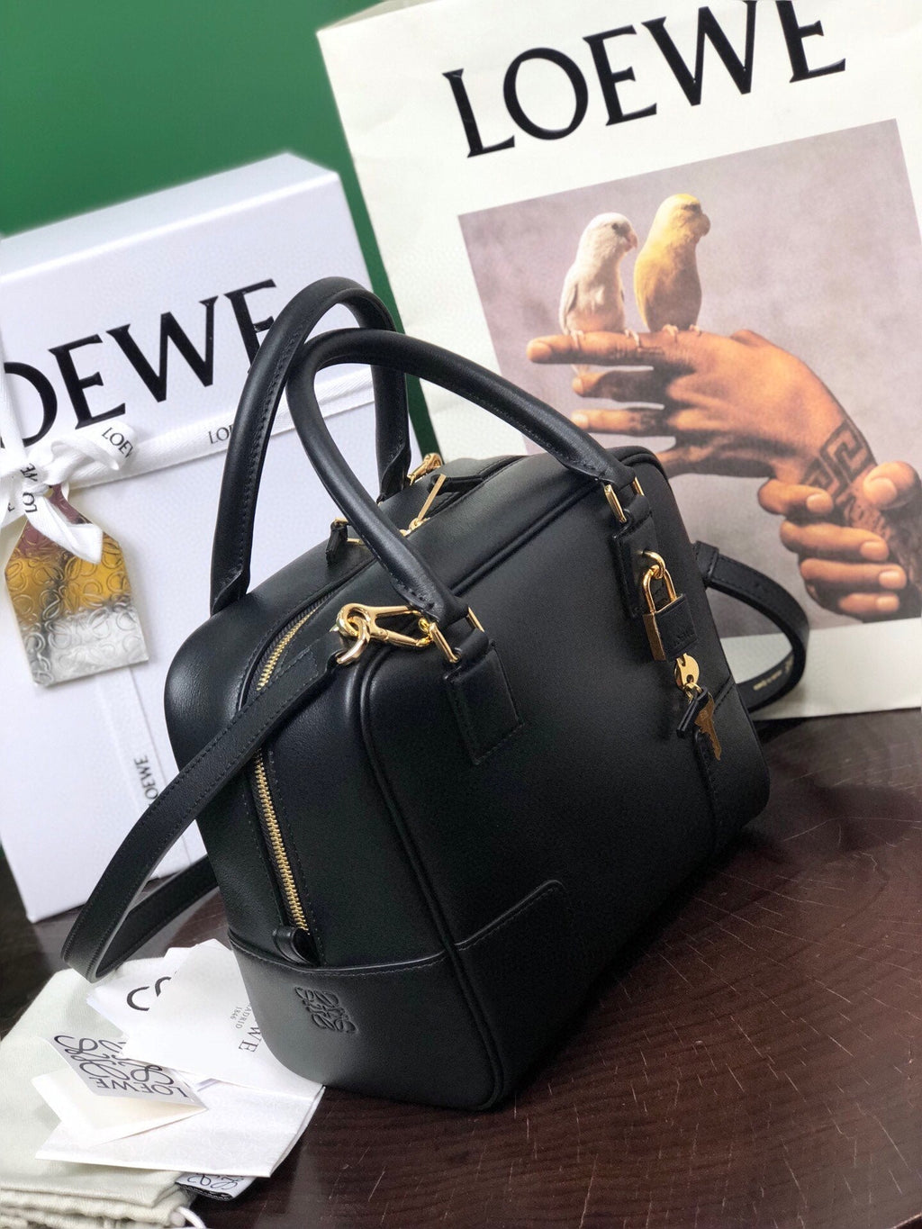 LOEWE LOE AMAZONA 19 BAG IN BLACK NAPPA CALFSKIN