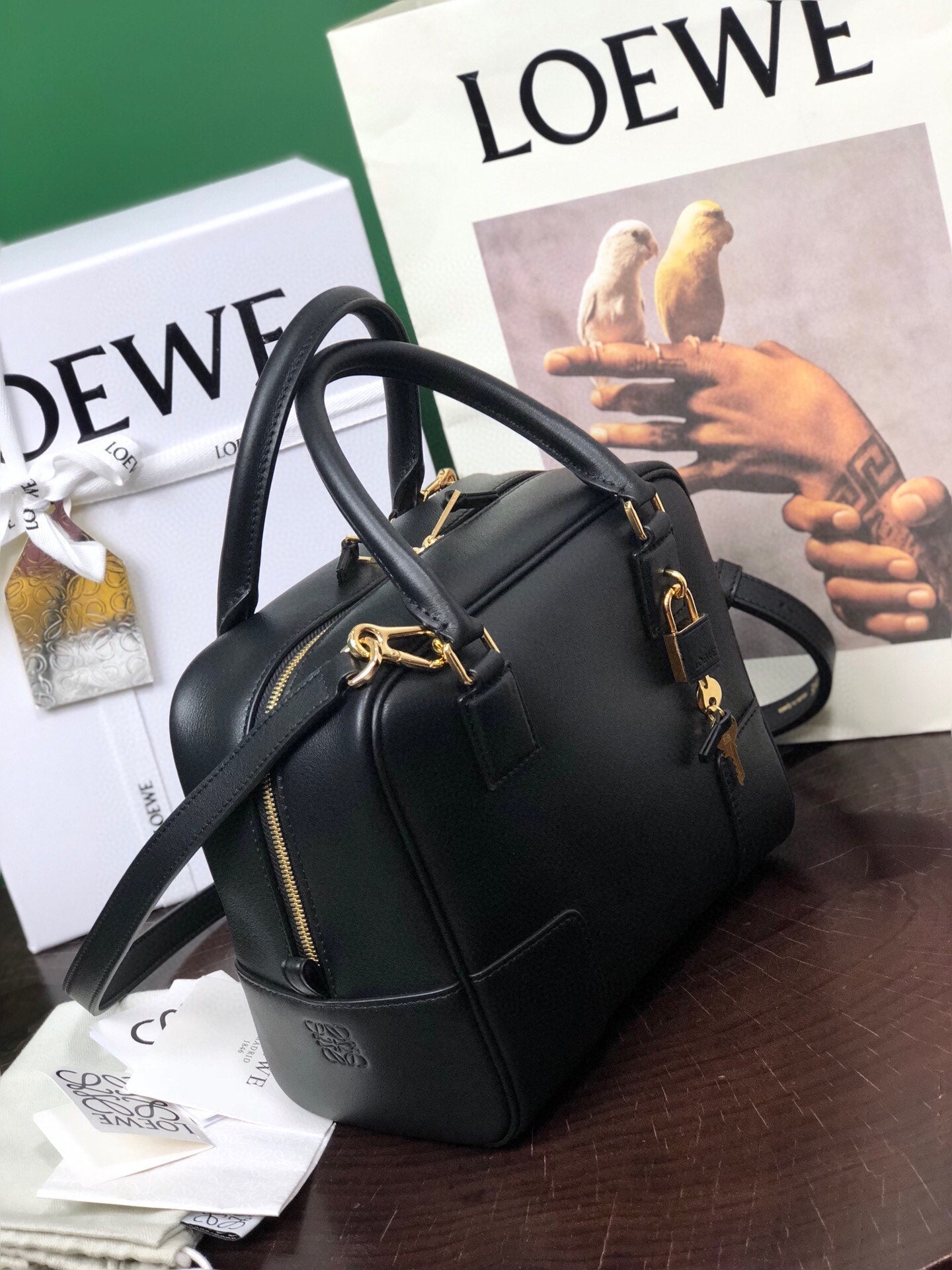 LOEWE LOE AMAZONA 19 BAG IN BLACK NAPPA CALFSKIN