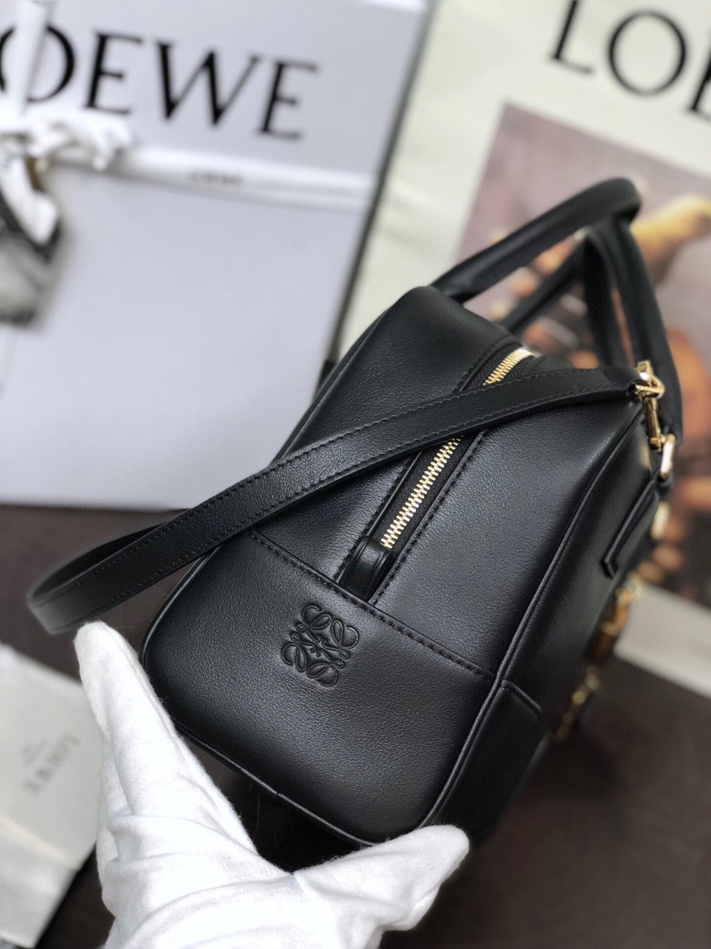 LOEWE LOE AMAZONA 19 BAG IN BLACK NAPPA CALFSKIN
