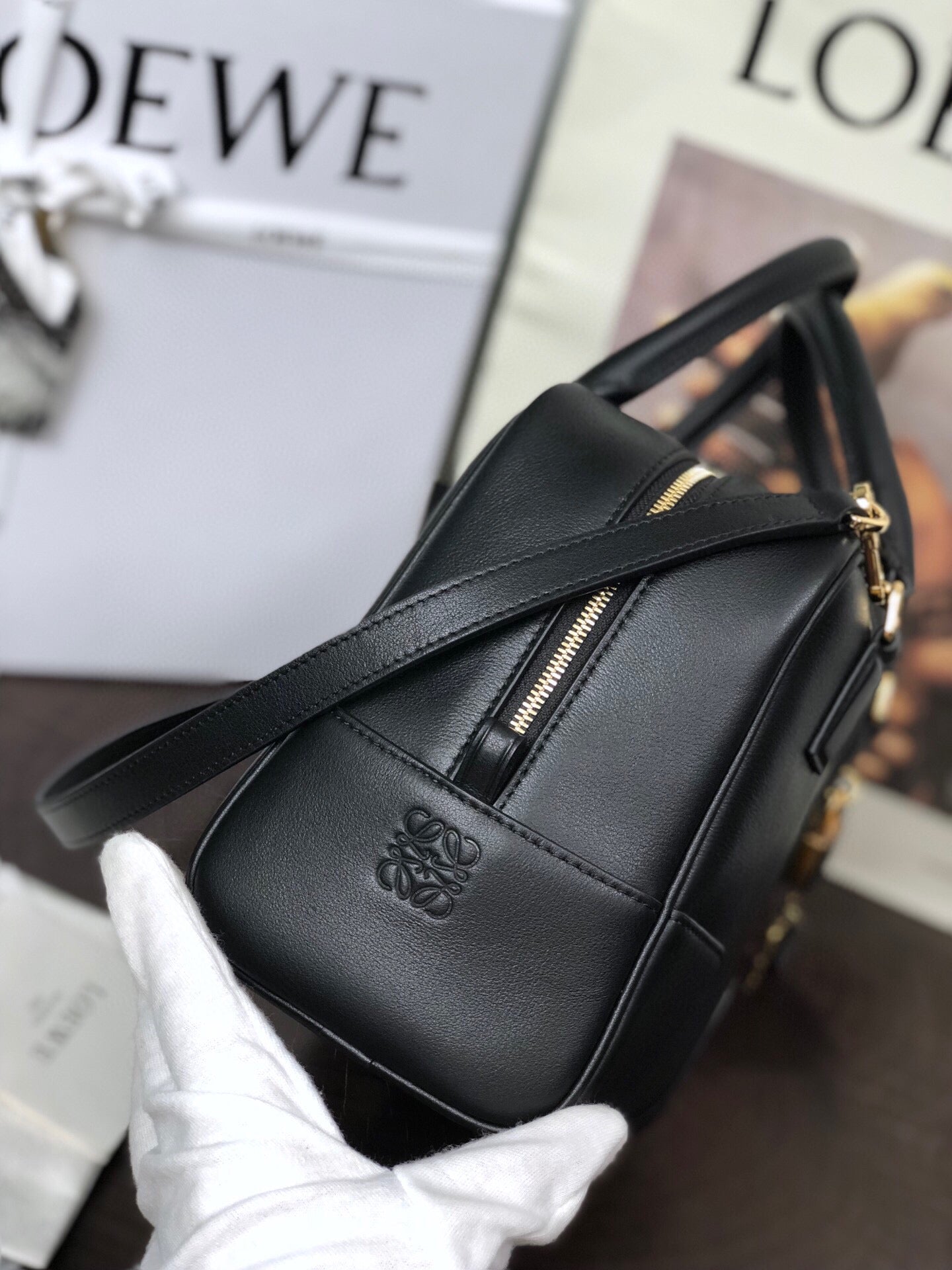 LOEWE LOE AMAZONA 19 BAG IN BLACK NAPPA CALFSKIN