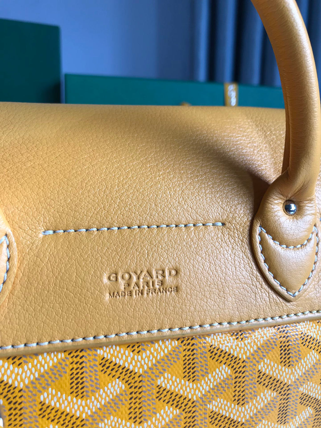GOYARD ALPIN MINI BACKPACK 21 IN YELLOW LAMBSKIN AND GOYARDINE CANVAS