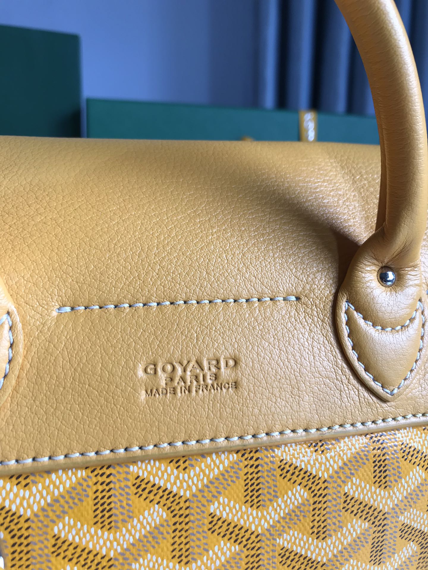 GOYARD ALPIN MINI BACKPACK 21 IN YELLOW LAMBSKIN AND GOYARDINE CANVAS