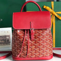 GOYARD ALPIN MINI BACKPACK 21 IN CLASSIC RED LAMBSKIN AND GOYARDINE CANVAS
