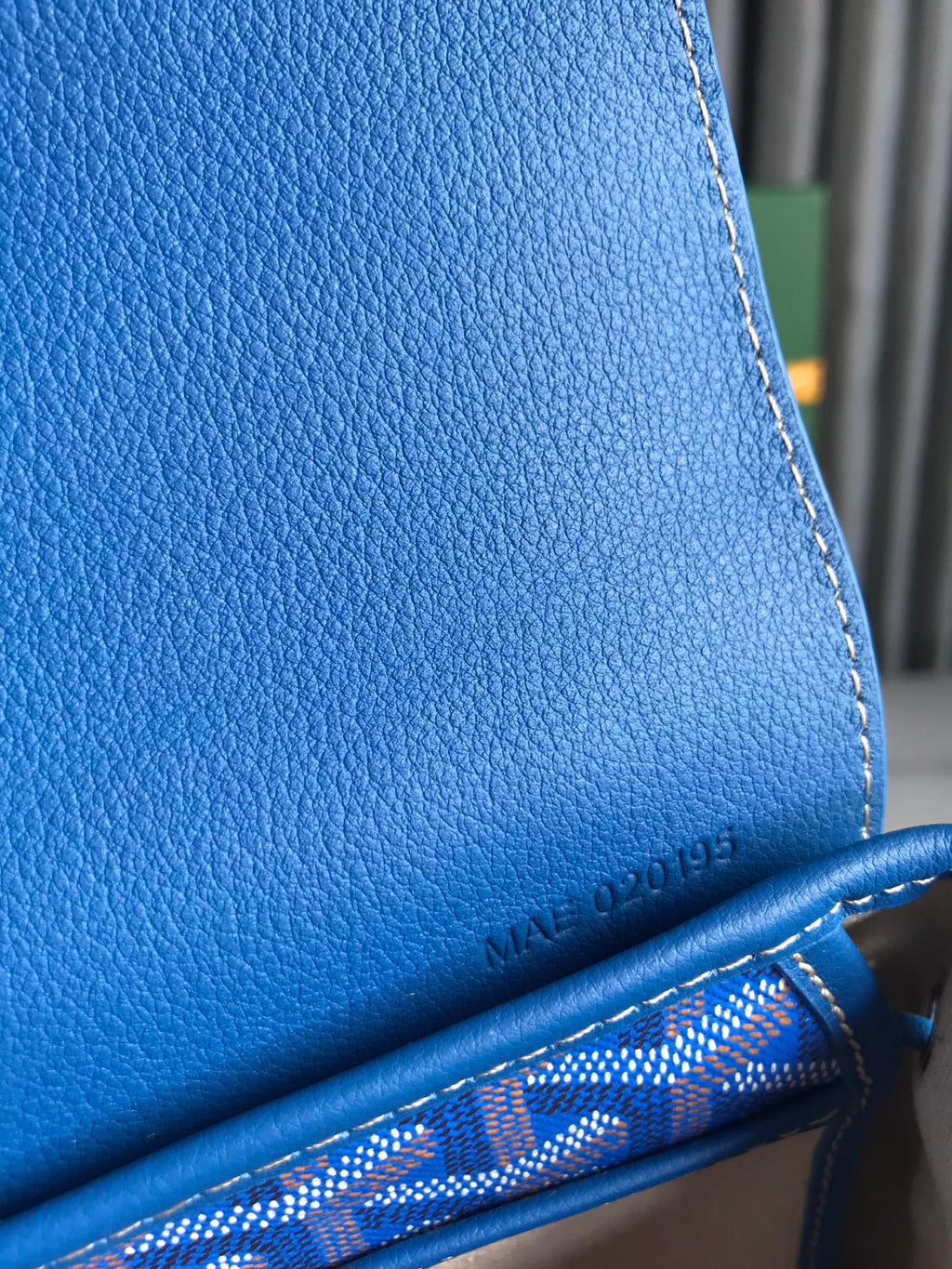 GOYARD ALPIN MINI BACKPACK 21 IN SAPPHIRE BLUE LAMBSKIN AND GOYARDINE CANVAS