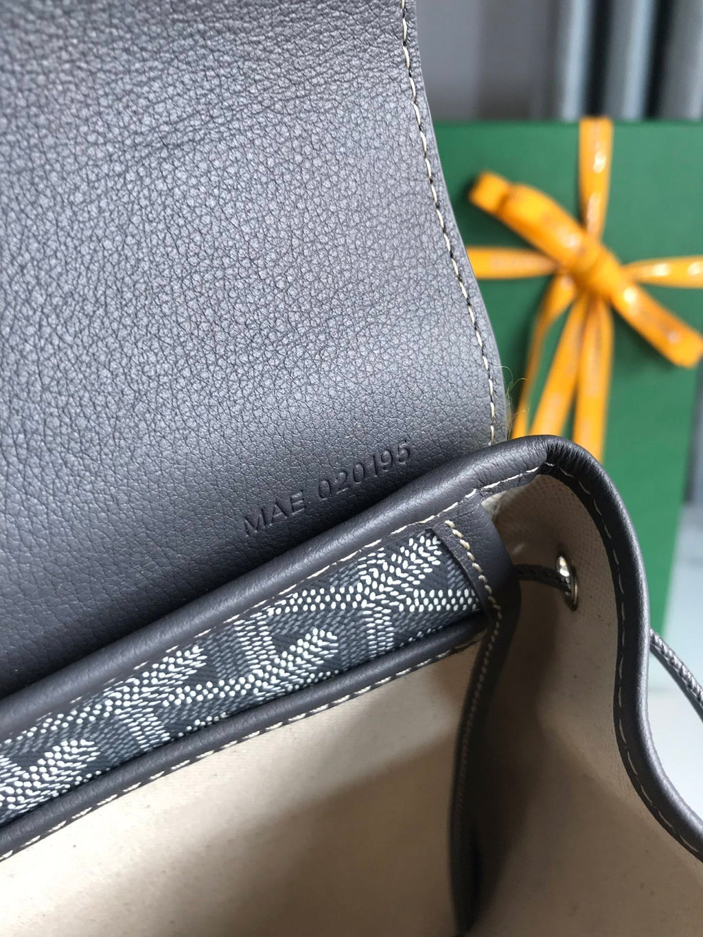 GOYARD ALPIN MINI BACKPACK 21 IN GRAY LAMBSKIN AND GOYARDINE CANVAS