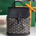 GOYARD ALPIN MINI BACKPACK 21 IN BLACK LAMBSKIN AND GOYARDINE CANVAS