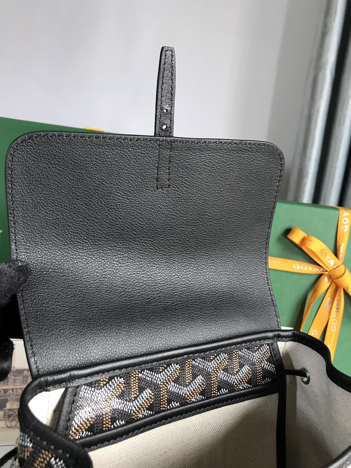 GOYARD ALPIN MINI BACKPACK 21 IN BLACK LAMBSKIN AND GOYARDINE CANVAS