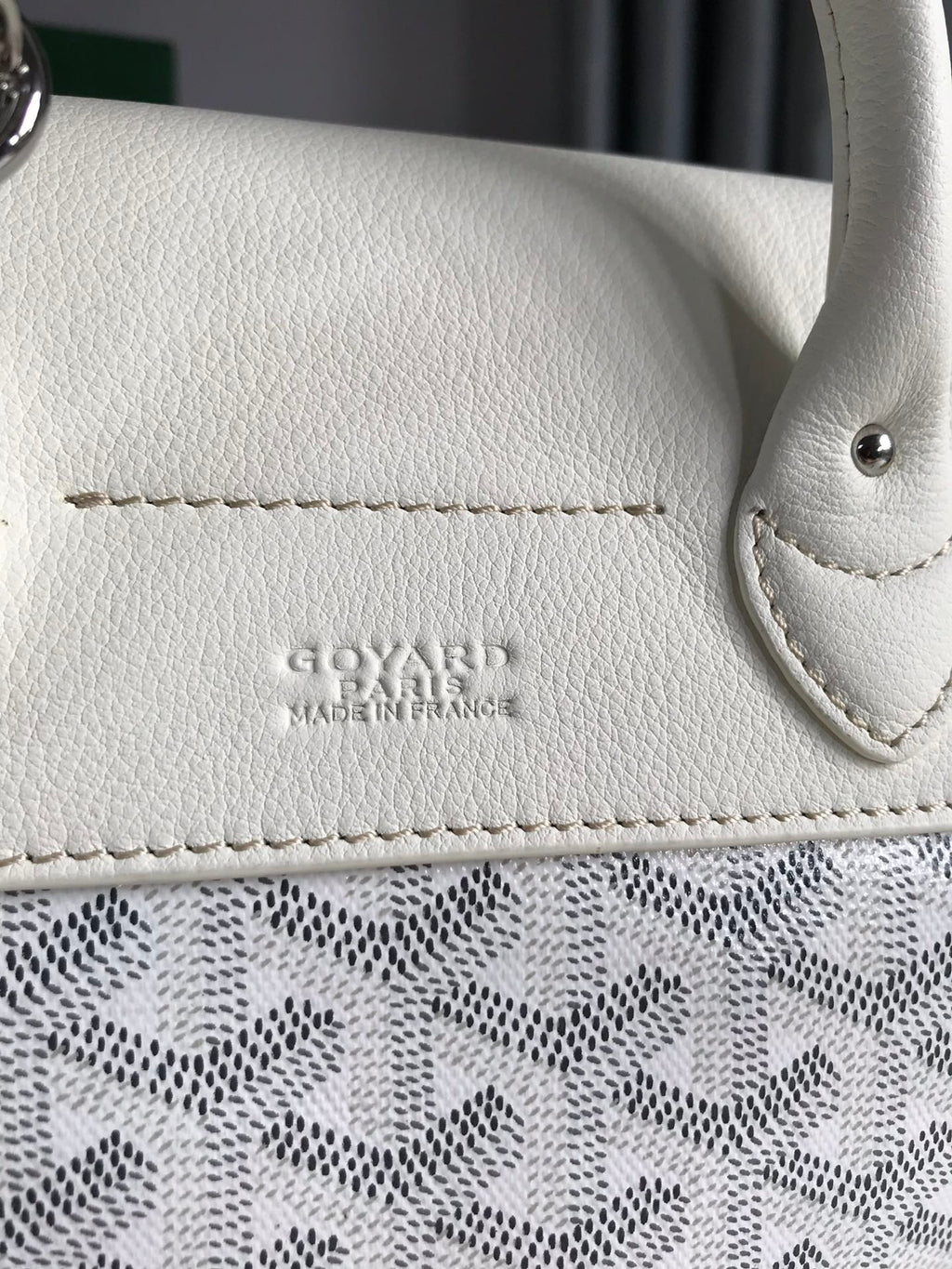 GOYARD ALPIN MINI BACKPACK 21 IN WHITE LAMBSKIN AND GOYARDINE CANVAS