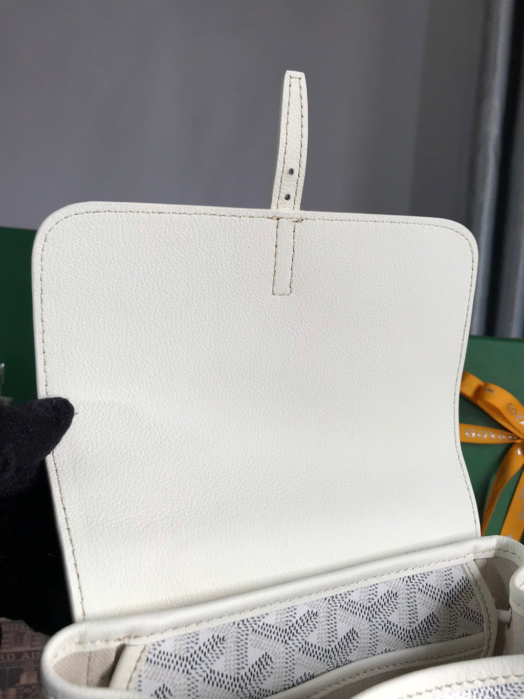 GOYARD ALPIN MINI BACKPACK 21 IN WHITE LAMBSKIN AND GOYARDINE CANVAS