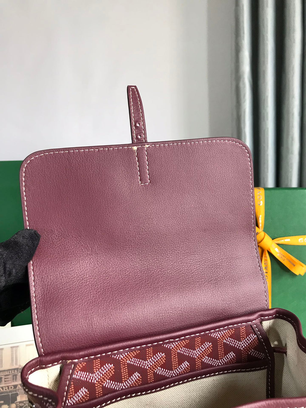 GOYARD ALPIN MINI BACKPACK 21 IN WINE RED LAMBSKIN AND GOYARDINE CANVAS