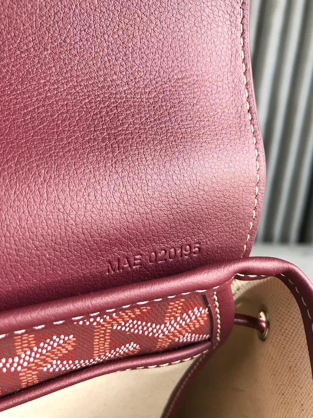 GOYARD ALPIN MINI BACKPACK 21 IN WINE RED LAMBSKIN AND GOYARDINE CANVAS