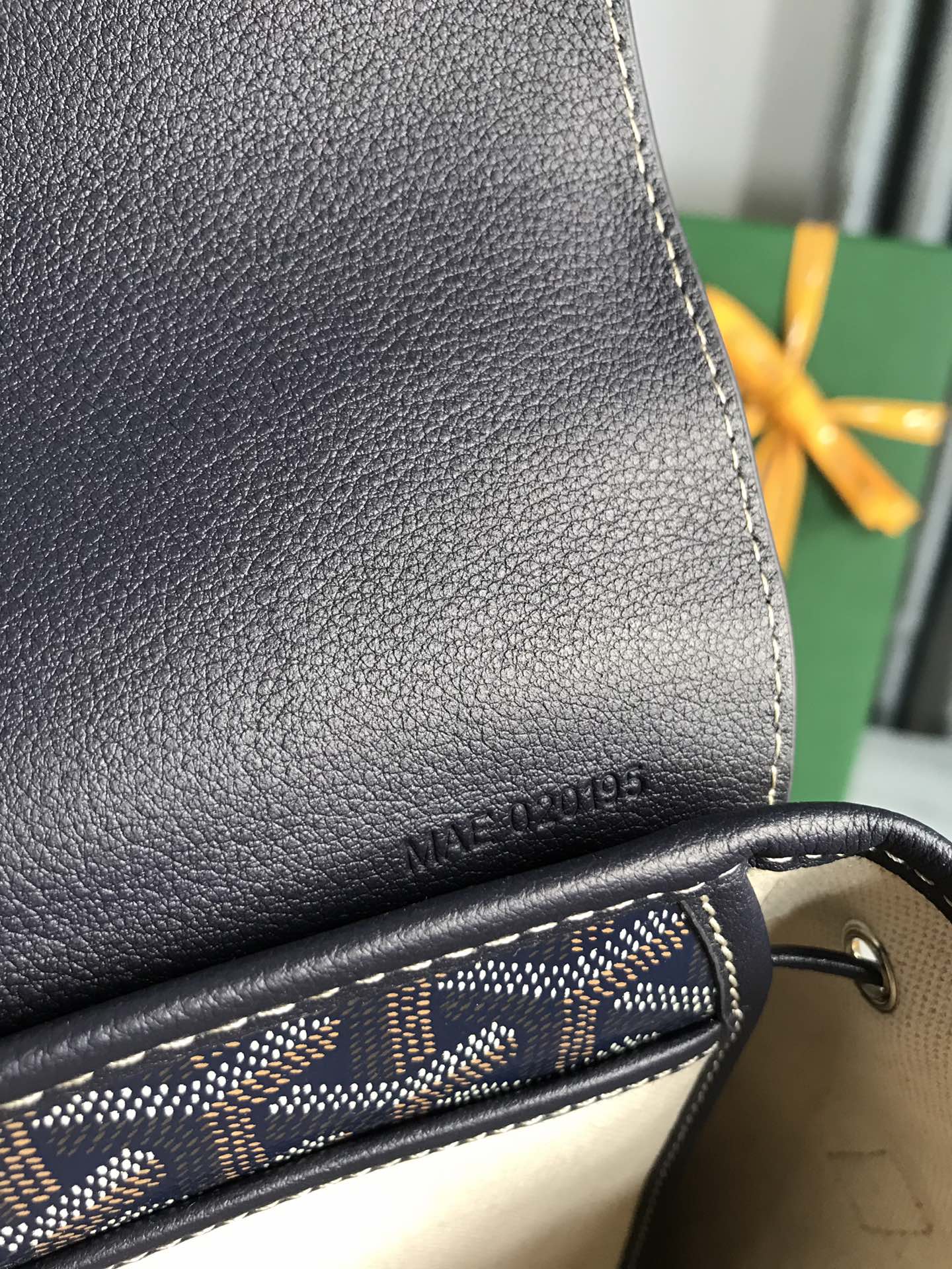 GOYARD ALPIN MINI BACKPACK 21 IN NAVY BLUE LAMBSKIN AND GOYARDINE CANVAS