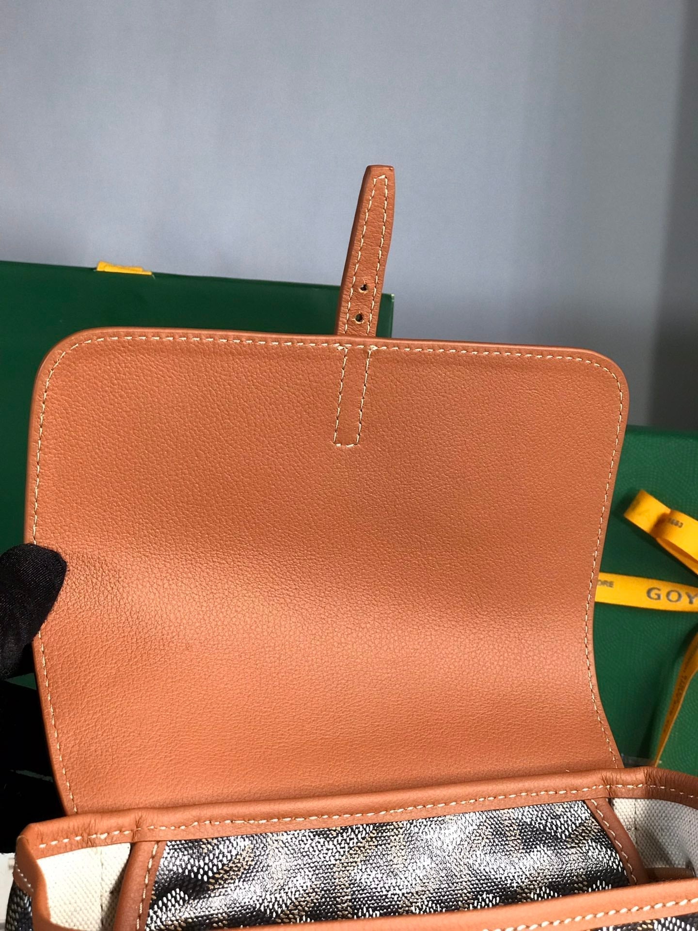GOYARD ALPIN MINI BACKPACK 21 IN TAN LAMBSKIN AND BLACK GOYARDINE CANVAS
