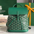 GOYARD ALPIN MINI BACKPACK 21 IN GREEN LAMBSKIN AND GOYARDINE CANVAS