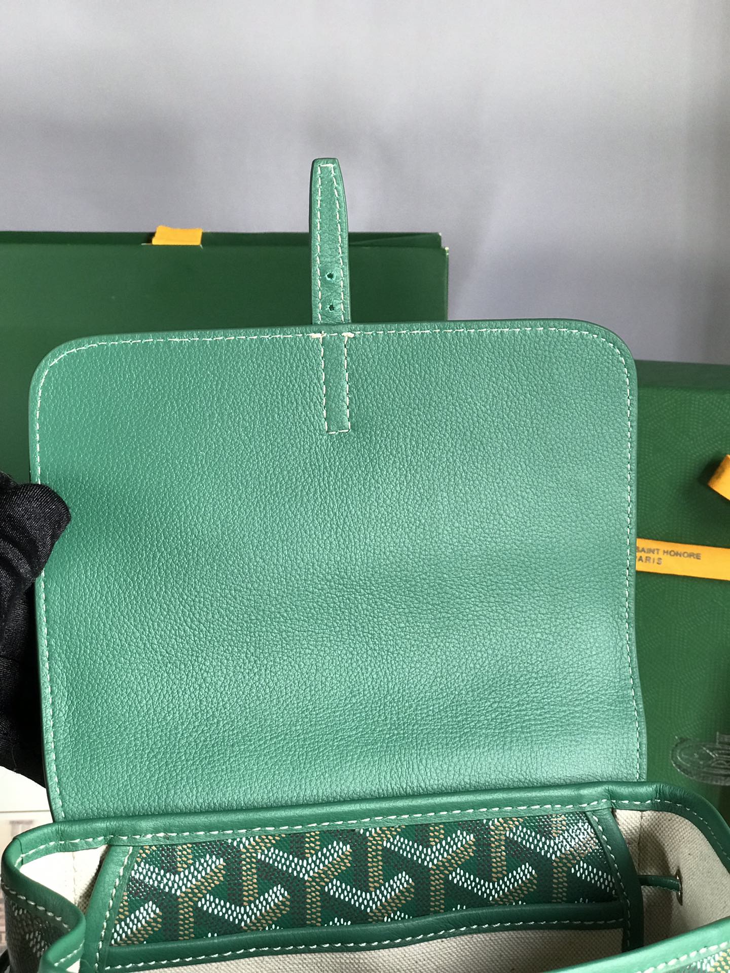 GOYARD ALPIN MINI BACKPACK 21 IN GREEN LAMBSKIN AND GOYARDINE CANVAS