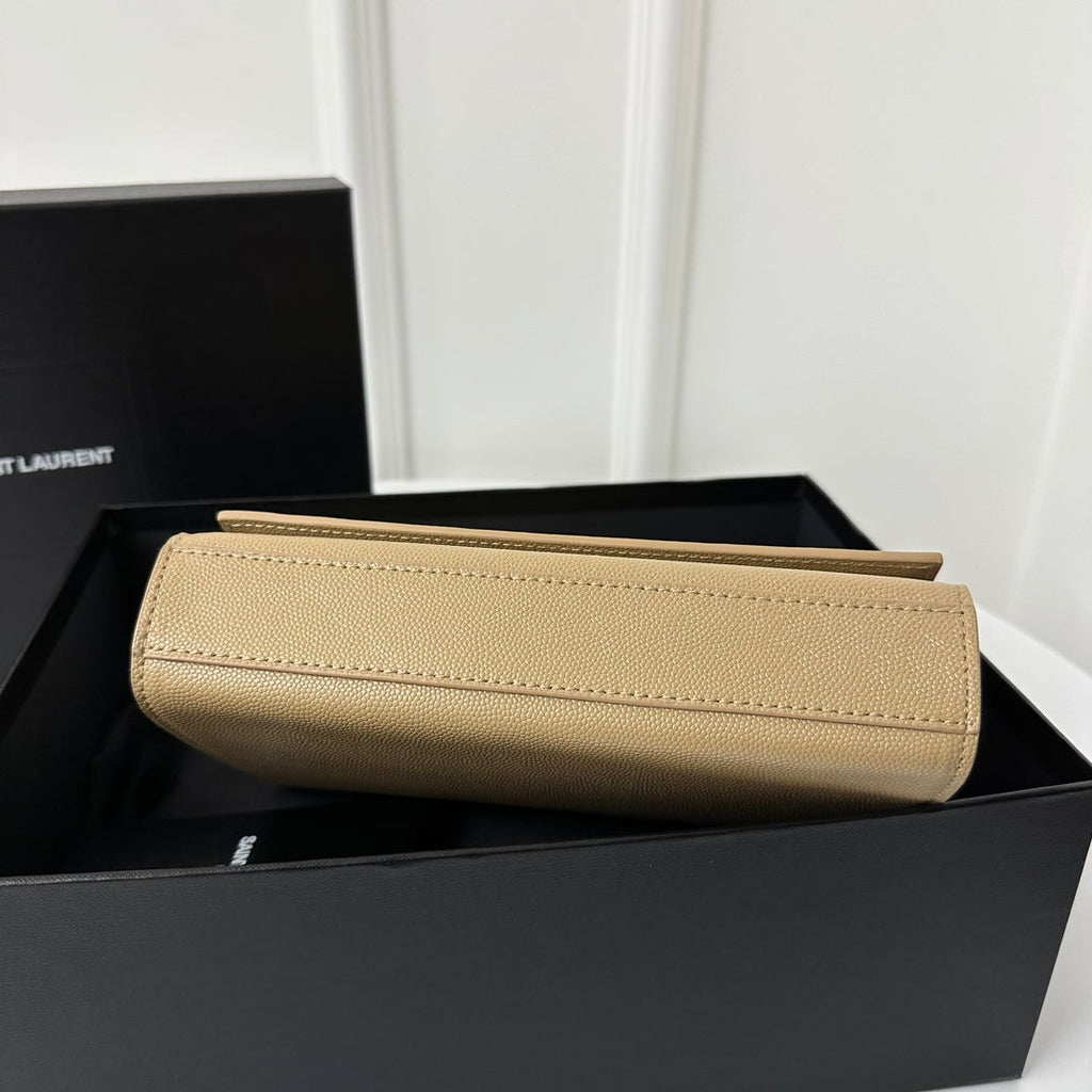 SAINT LAURENT KATE 20 SMALL IN CALFSKIN BEIGE CREAM WITH GOLD LOGO