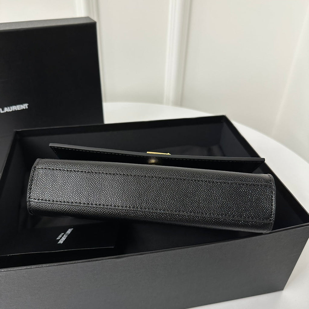 SAINT LAURENT KATE 20 SMALL IN CALFSKIN BLACK WITH GOLD LOGO