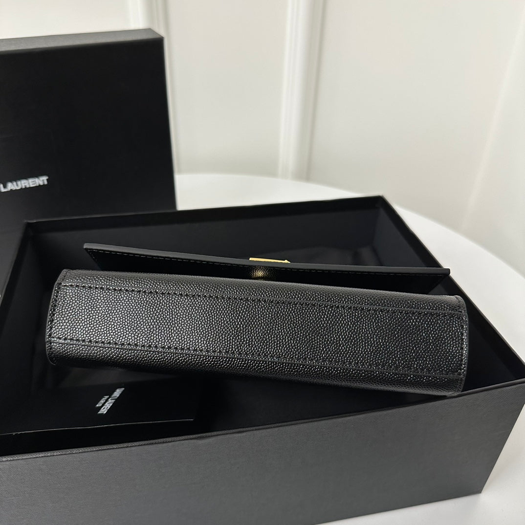 SAINT LAURENT KATE 20 SMALL IN CALFSKIN BLACK WITH GOLD LOGO