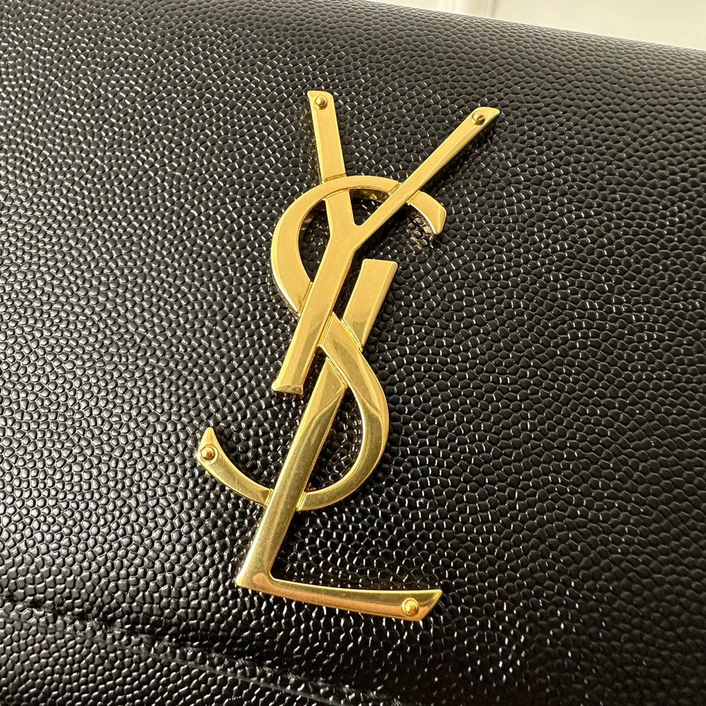 SAINT LAURENT KATE 20 SMALL IN CALFSKIN BLACK WITH GOLD LOGO