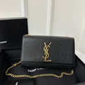 SAINT LAURENT KATE 20 SMALL IN CALFSKIN BLACK WITH GOLD LOGO