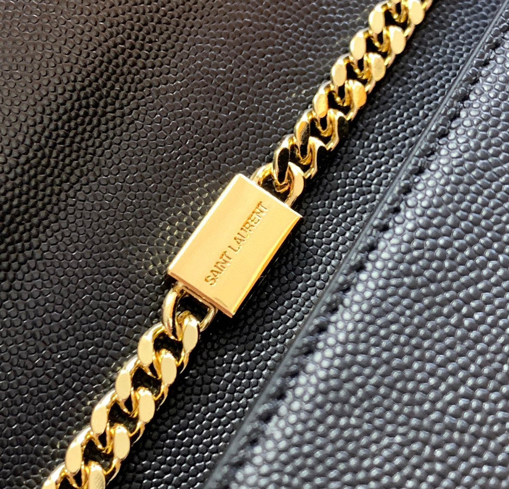 SAINT LAURENT KATE 20 SMALL IN CALFSKIN BLACK WITH GOLD LOGO