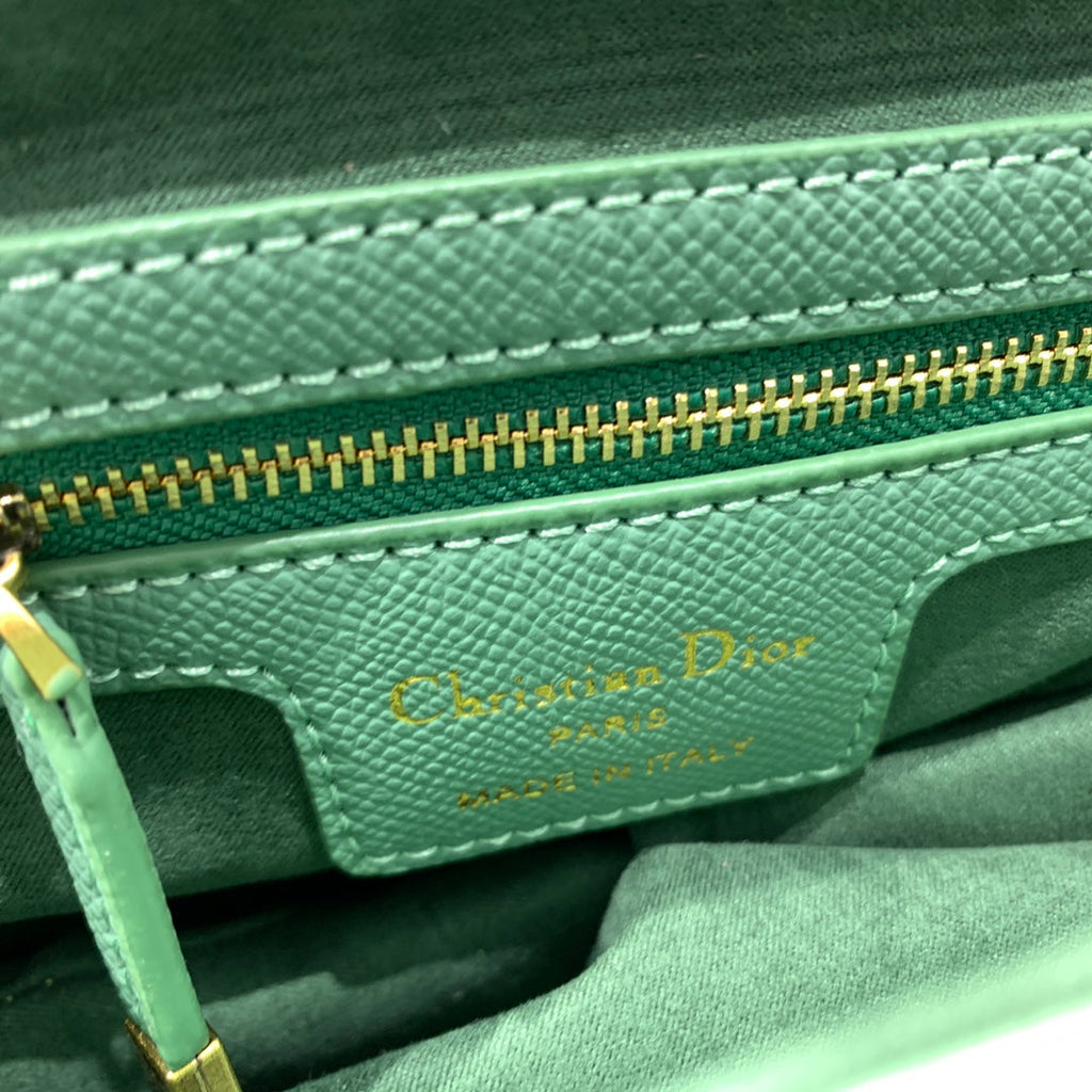 DIOR CD Saddle Bag Strap Warm Taupe Grained Green Calfskin