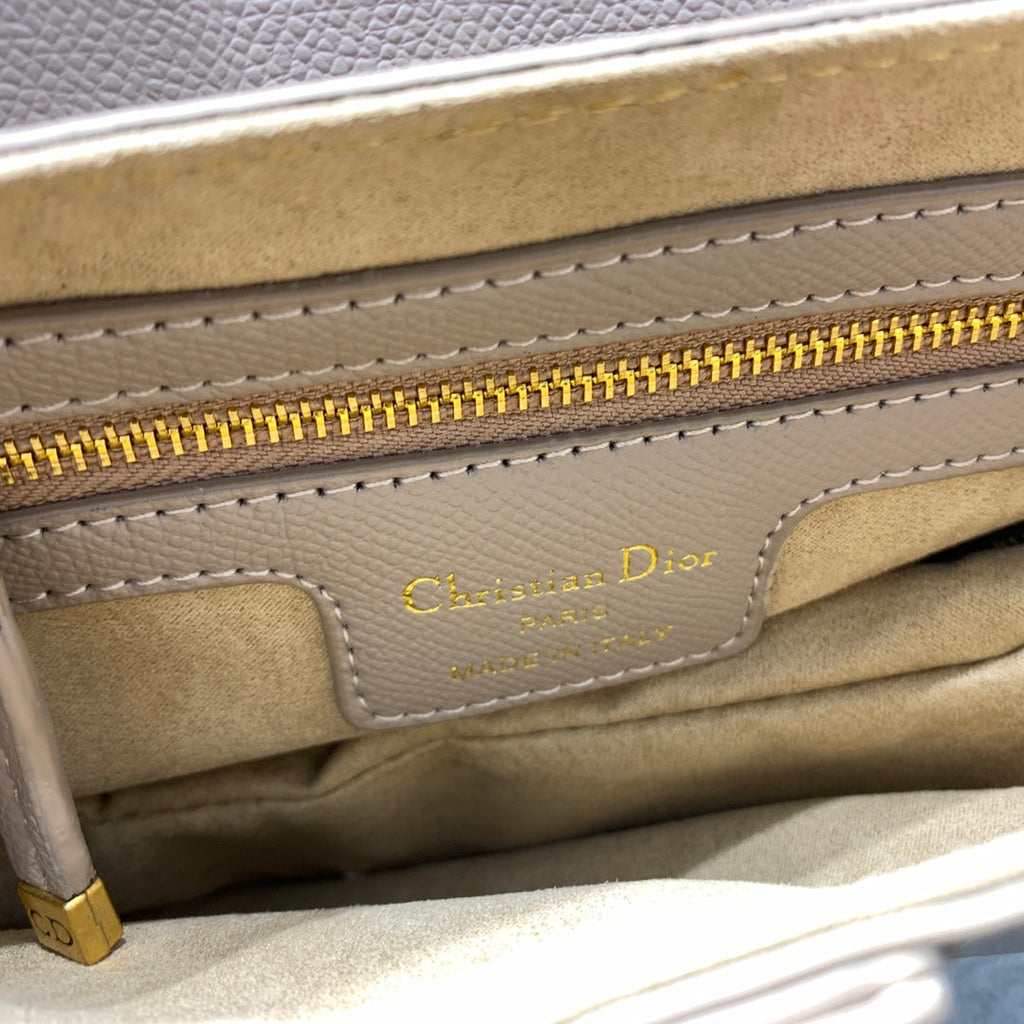 DIOR CD Saddle Bag Strap Warm Taupe Grained Brown Calfskin