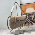 DIOR CD Saddle Bag Strap Warm Taupe Grained Brown Calfskin