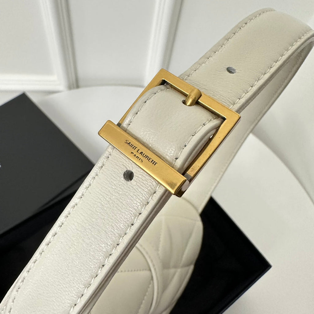 SAINT LAURENT LE 5 À 7 HANDBAG 24 IN WHITE LAMBSKIN