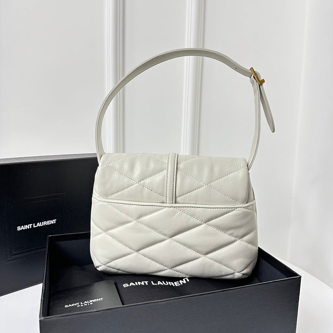 SAINT LAURENT LE 5 À 7 HANDBAG 24 IN WHITE LAMBSKIN