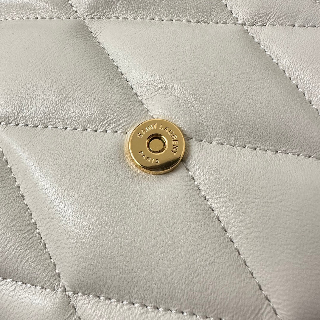 SAINT LAURENT LE 5 À 7 HANDBAG 24 IN WHITE LAMBSKIN