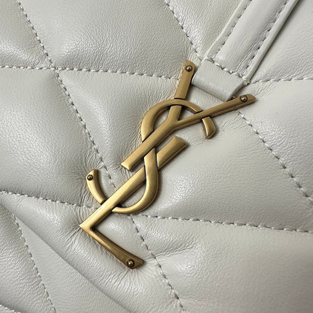 SAINT LAURENT LE 5 À 7 HANDBAG 24 IN WHITE LAMBSKIN