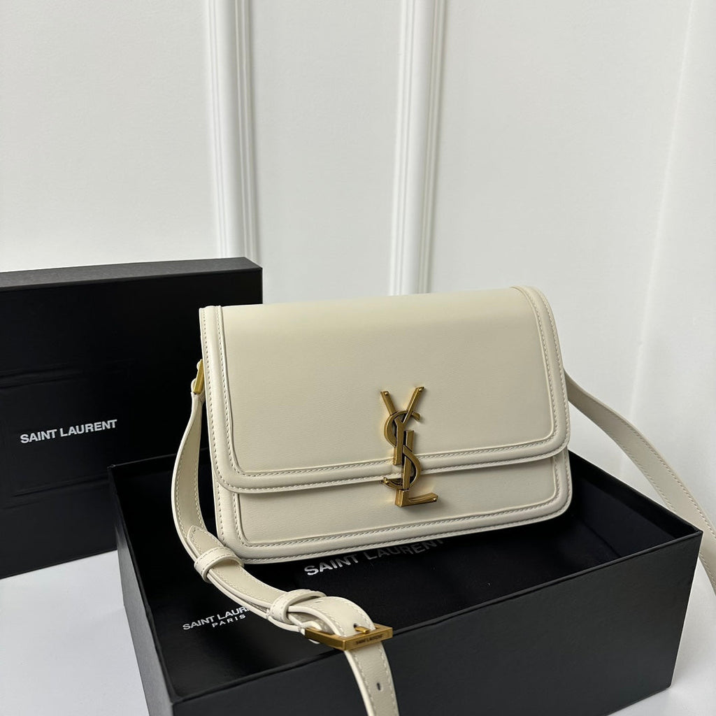 SAINT LAURENT SOLFERINO 23 SATCHEL IN BOX WHITE CALFSKIN